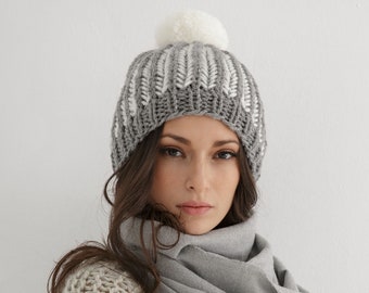 Chunky beanie knitting pattern for women | Hat knit design pdf