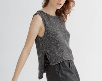 Sleeveless Sweater Knit Pattern for Women | Crew Neck Vest (PDF Pattern)