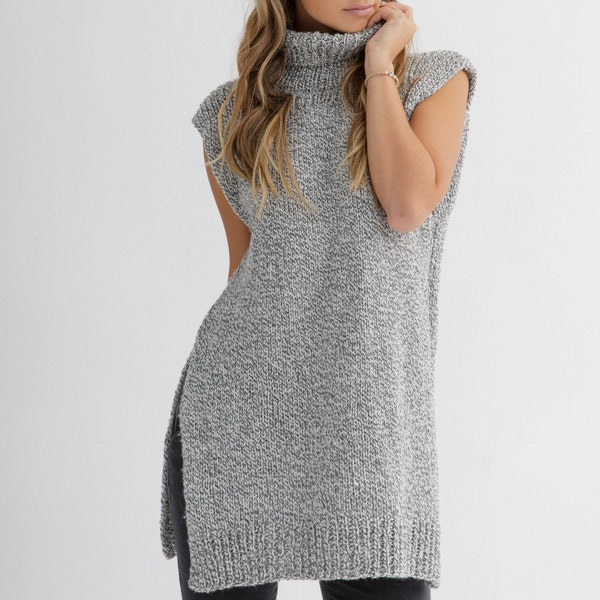 Sleeveless sweater knitting pattern for women | Tunic knit pattern