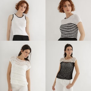 Bundle knitting patterns | Four pack of summer tops and tees | Knit patterns PDF