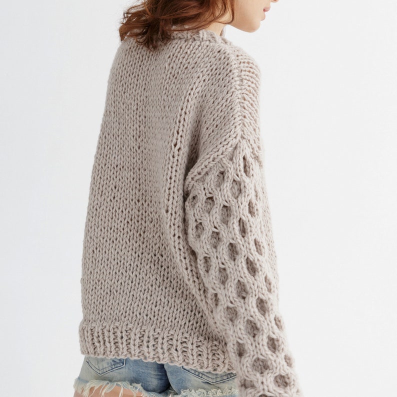 Chunky sweater knitting pattern for women Crew neck sweater pdf image 9