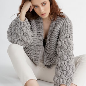 Cardigan Knitting pattern for women | Bubble sleeve cardigan pdf pattern