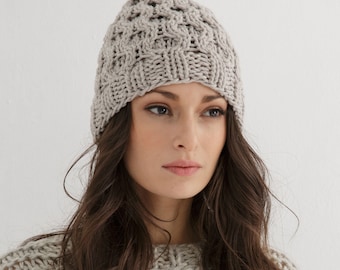 Chunky hat knitting pattern | Beanie knit design pdf