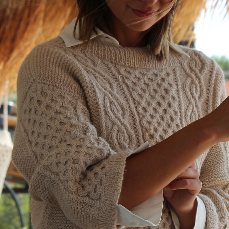 Crew Neck Sweater Knitting Pattern Sweater Knit Pattern Pdf Etsy