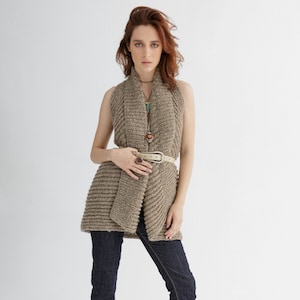 Sleeveless cardigan knitting pattern | Long vest knit pattern