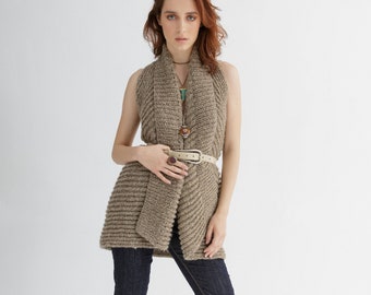 Sleeveless cardigan knitting pattern | Long vest knit pattern