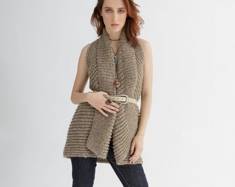 Modello di maglia per cardigan senza maniche / Modello di maglia per gilet lungo