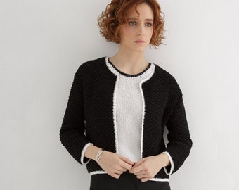 Cropped Knit cardigan pattern for women | Jacket knit pattern pdf