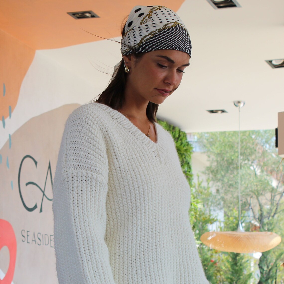 V neck sweater knitting pattern for women Chunky sweater Etsy