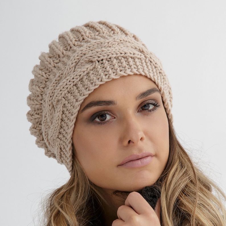Chunky Beanie Knit Pattern Pdf Beret Knitting Pattern Etsy UK