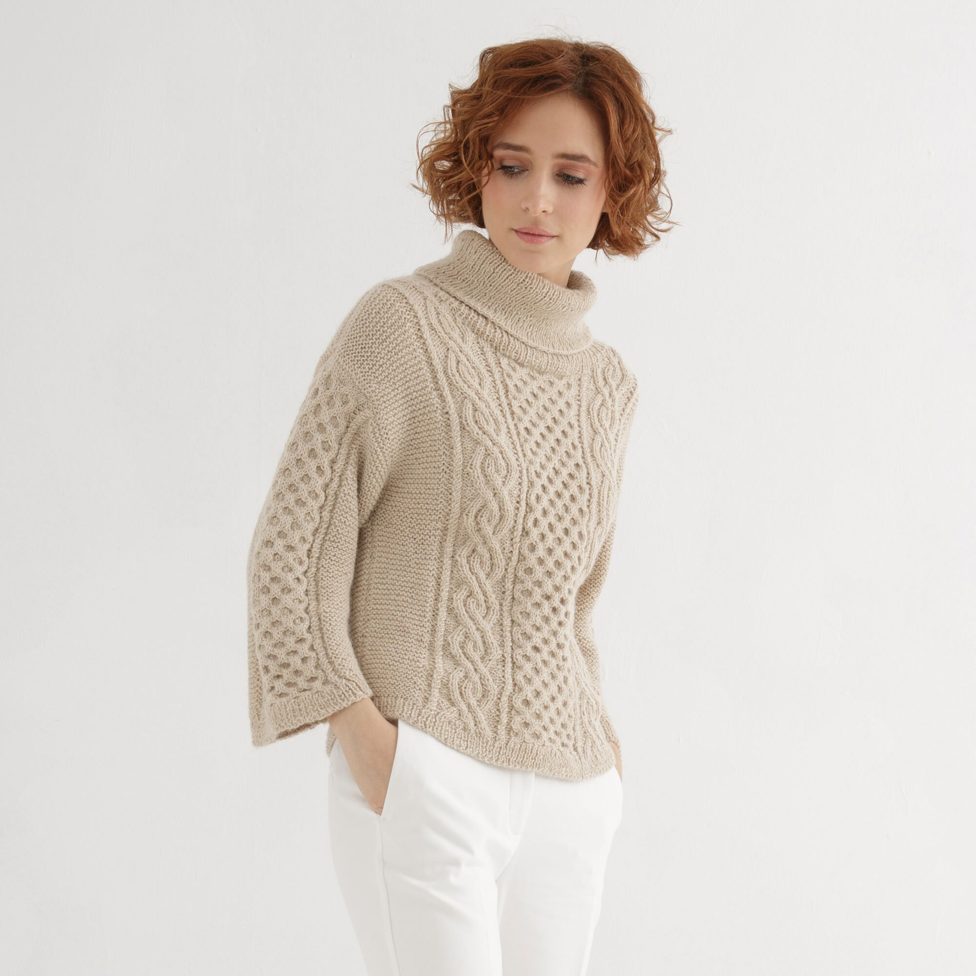 Cable Knit Sweater Pattern Turtleneck Sweater for Women - Etsy