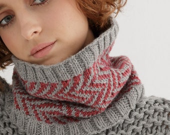 Fair isle cowl knitting pattern | Cowl knit pattern pdf