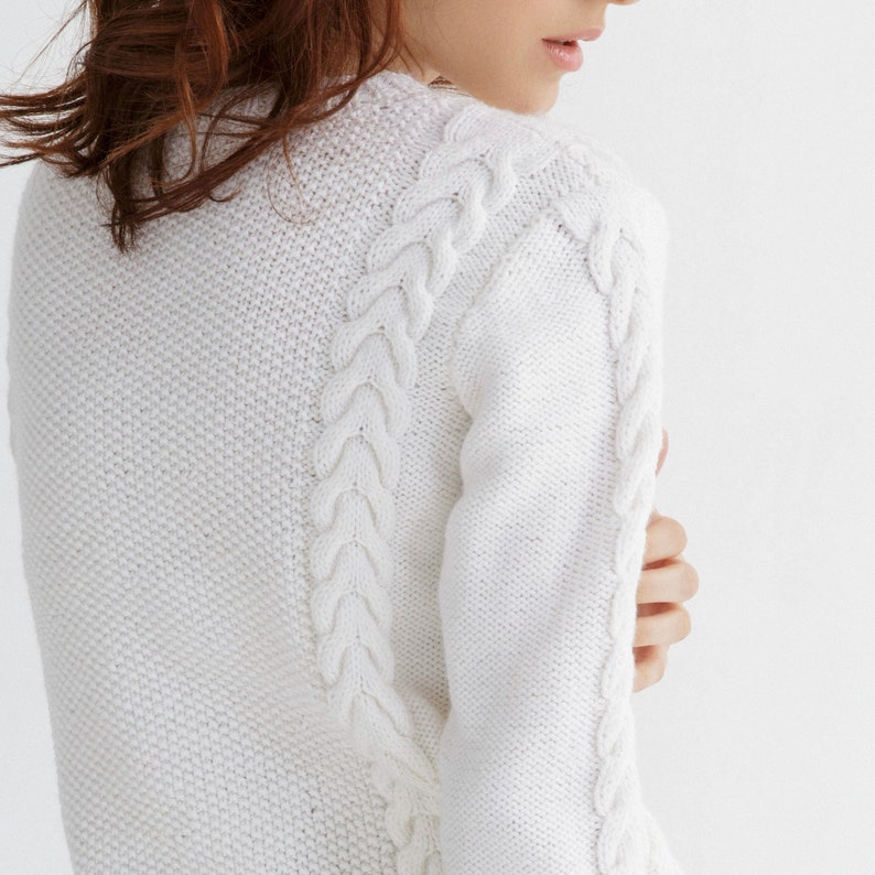 Cable sweater knit pattern Crew neck sweater pattern image 8