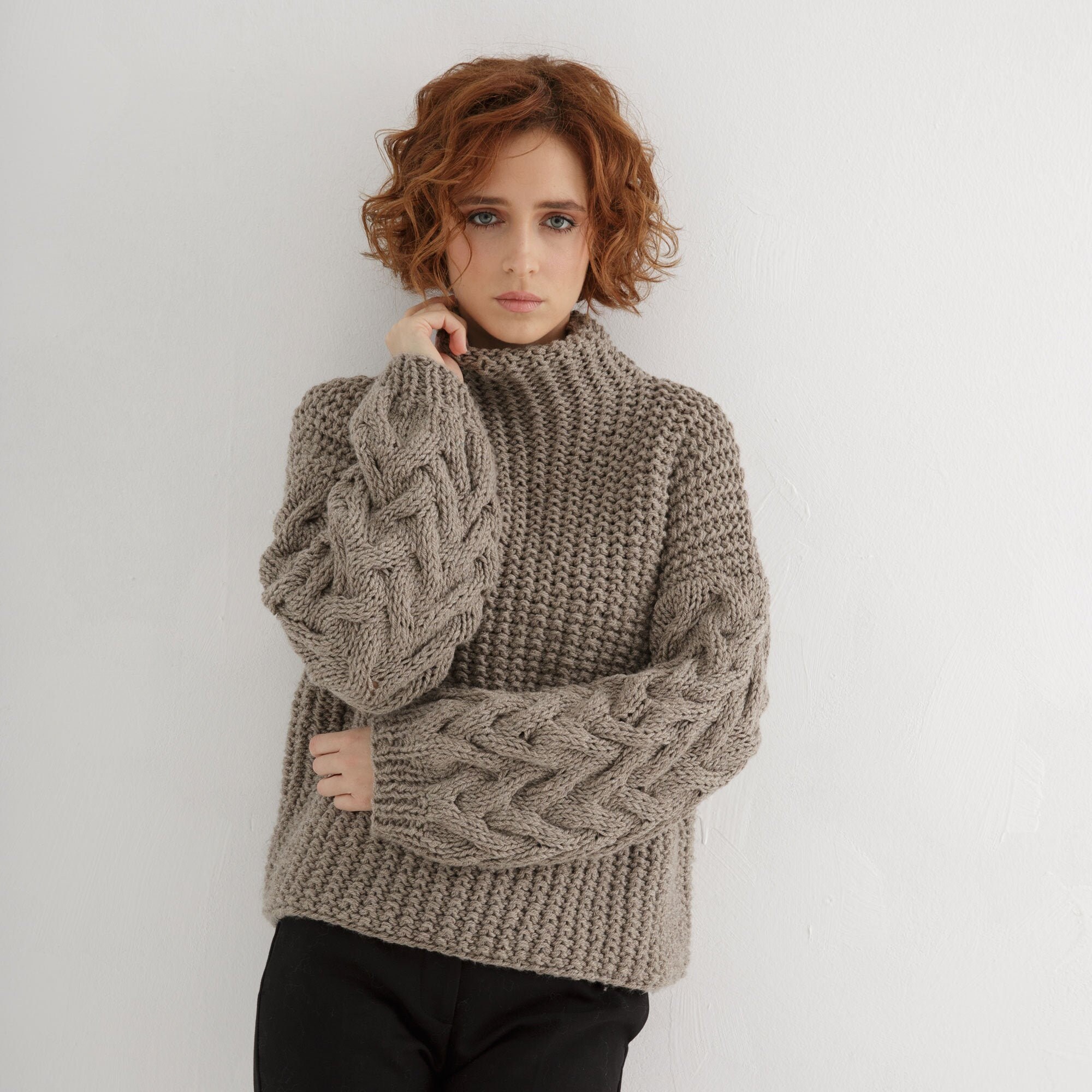Chunky Knit Sweater Pattern | High Neck Sweater Pattern for Chunky Knit Sweater Pattern | High Neck Sweater Pattern for