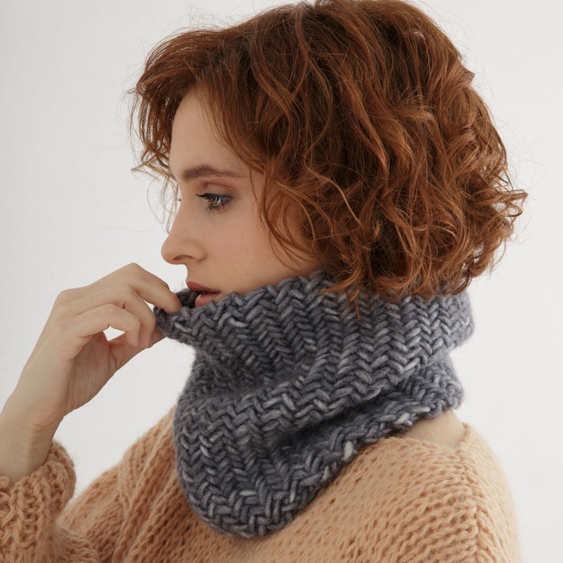 Cowl Knitting Pattern Herringbone Cowl Knit Pattern Pdf Etsy