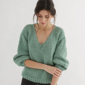 V neck sweater knitting pattern | Sweater knit pattern pdf