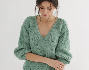V neck sweater knitting pattern | Sweater knit pattern pdf