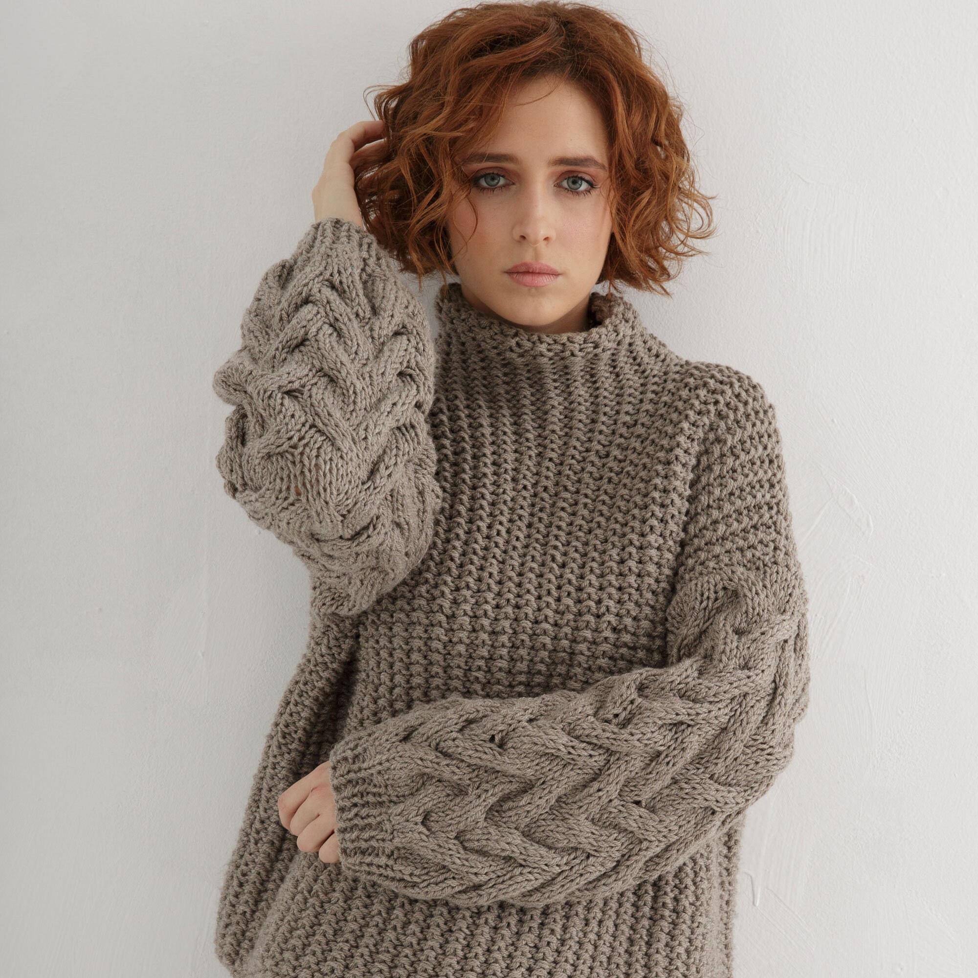 Chunky Knit Sweater Pattern | High Neck Sweater Pattern for