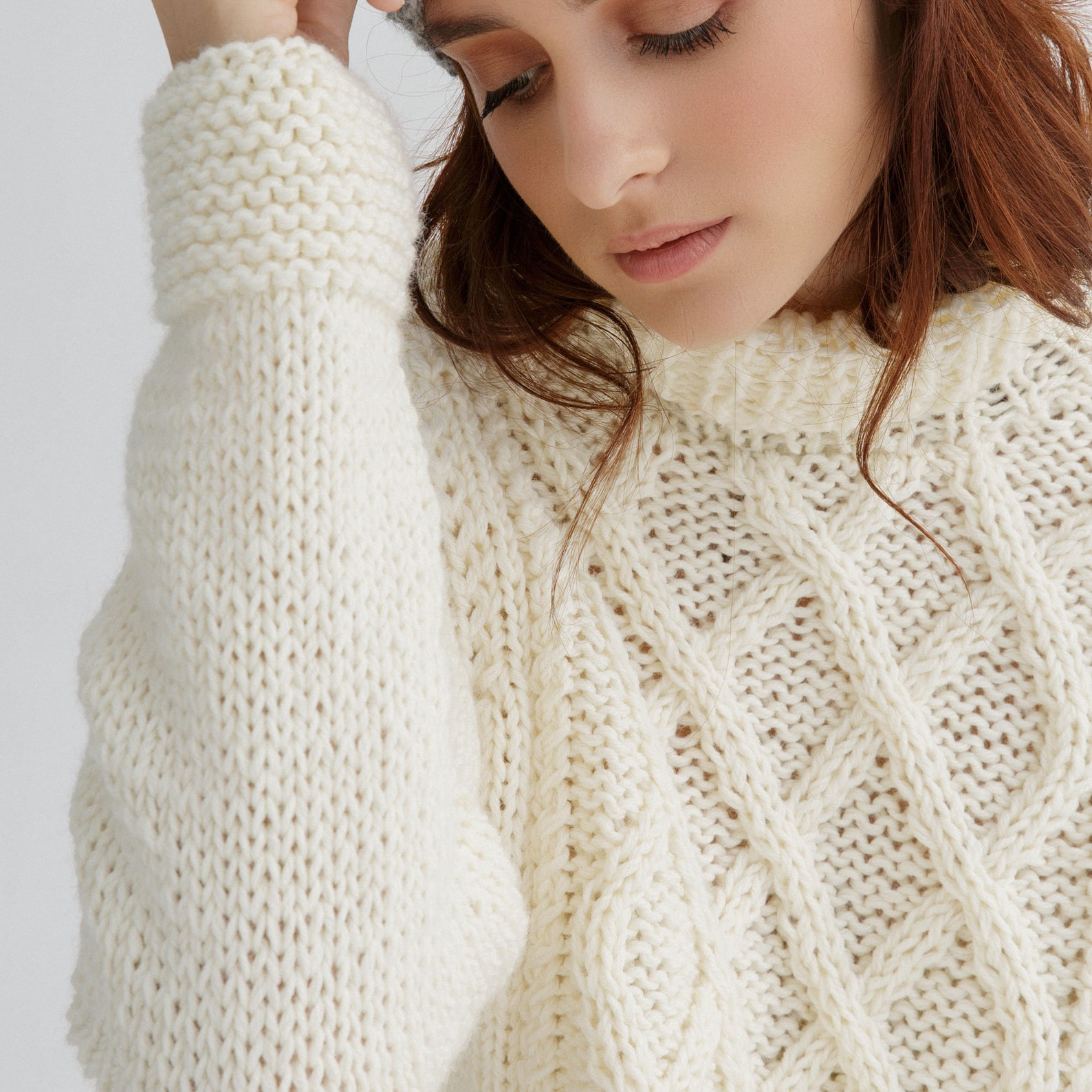 Aran Knit Sweater Pattern Turtleneck Sweater Knit Design - Etsy
