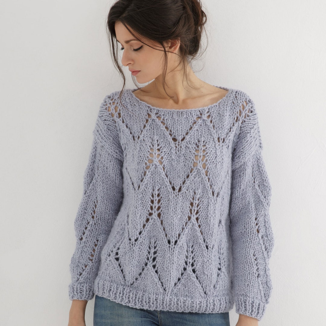Chunky Sweater Knitting Pdf Wide Neck Sweater Pattern for - Etsy