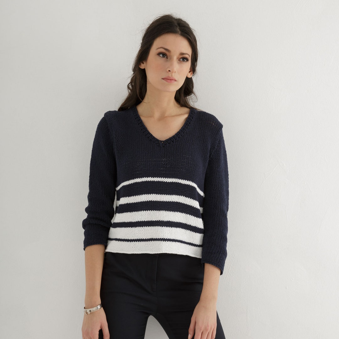 V Neck Sweater Knit Pattern Women | V Neck Sweater Pattern Pdf - Etsy
