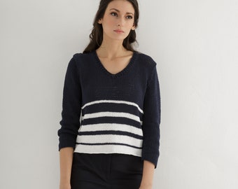 Pull col V en maille femme | Patron de pull col V pdf