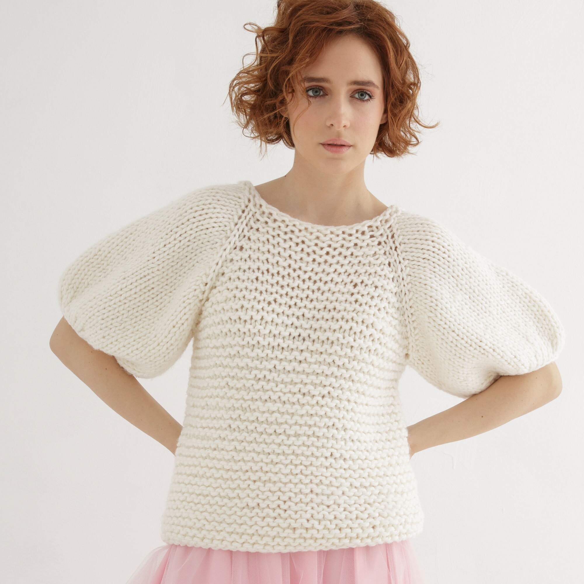 Chunky Sweater Knitting Pattern | Crew Neck Top Down Sweater Pdf - Etsy