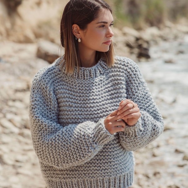 Chunky Knit Sweater Pattern | Easy Beginner Knitting (PDF Pattern)