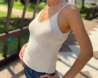 Summer top knitting pattern | Spaghetti Strap Tank PDF Pattern