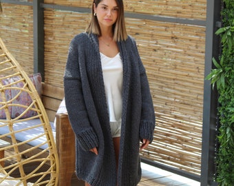 Chunky cardigan knitting pattern for women | Unique cardigan pdf knit design