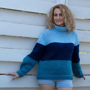 Chunky Knit sweater pattern | Three color sweater knitting pattern | Digital download