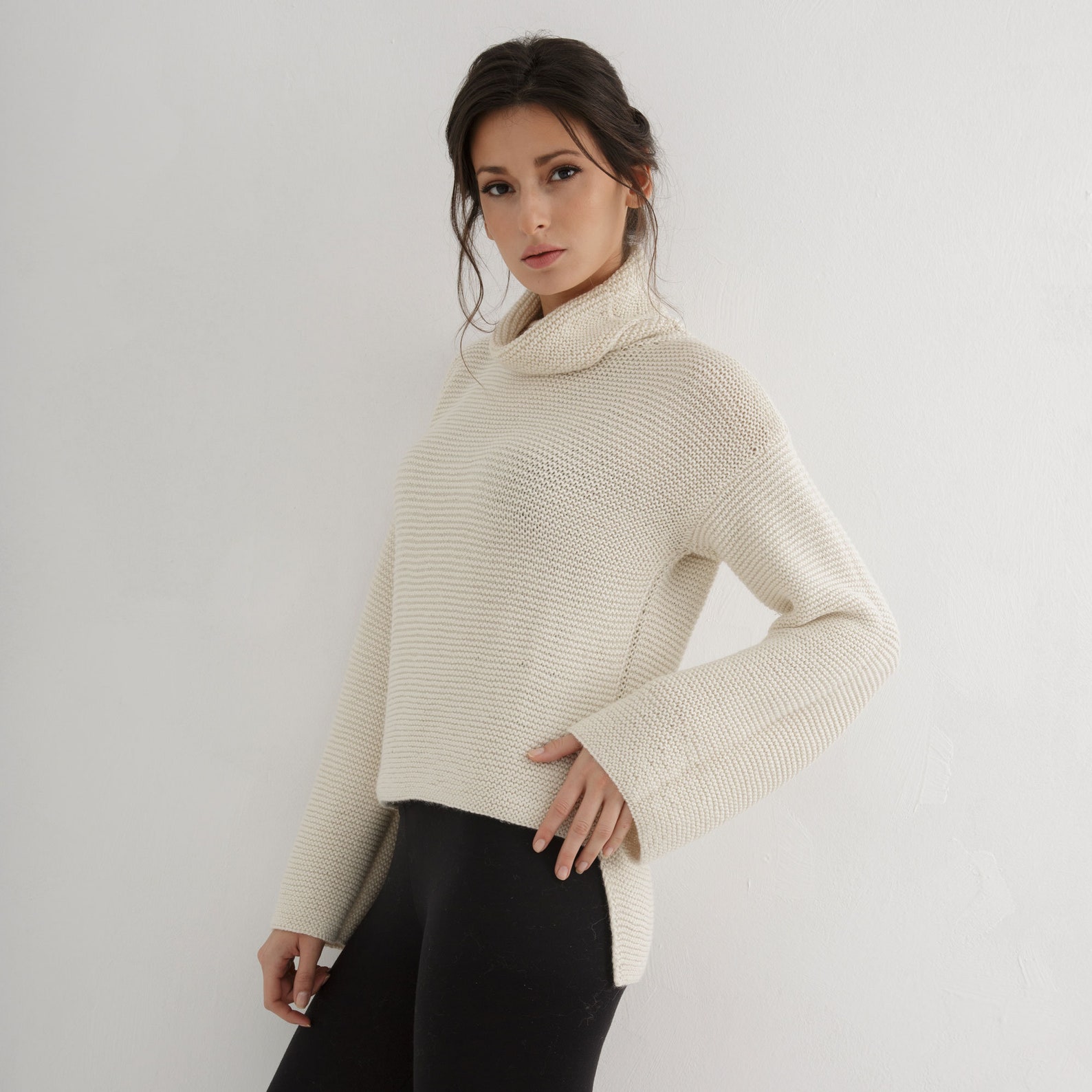 Loose Sweater Knitting Pattern for Women Turtleneck Sweater Etsy