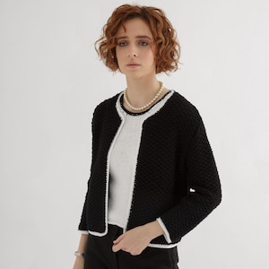 Cropped Knit cardigan pattern for women | Jacket knit pattern pdf
