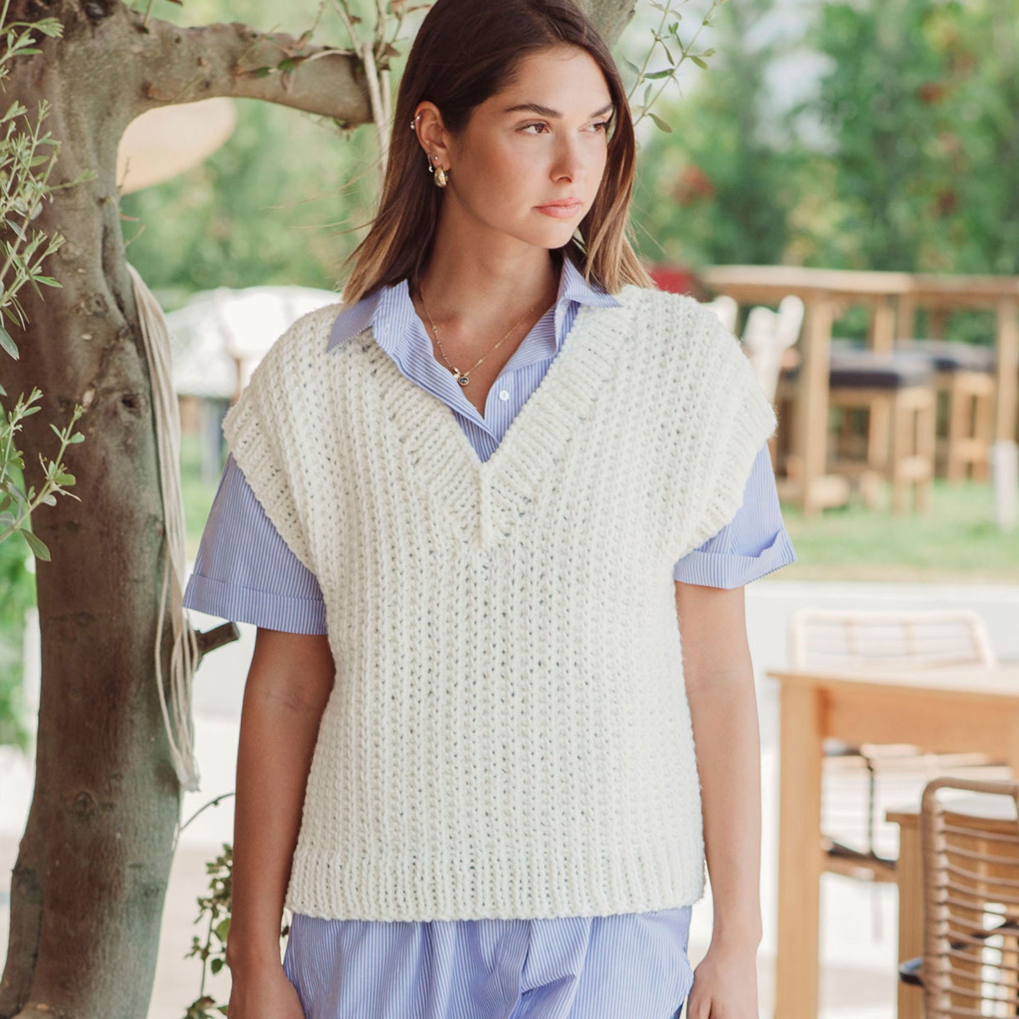 Vneck Vest Knitting Pattern for Women Chunky Sweater Knit Etsy