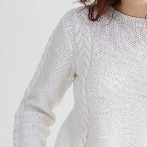 Cable sweater knit pattern Crew neck sweater pattern image 10