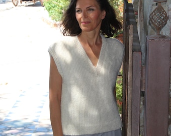 V-Neck Knit Vest Pattern | Women's Sweater Design (PDF Pattern)