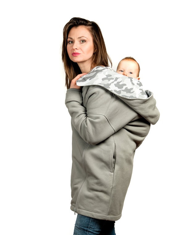 amropi Dames kangoeroe sweatshirt moederschap pullover jas voor mama draagzak trui trui met ritssluiting aan de zijkant, Rood, XL