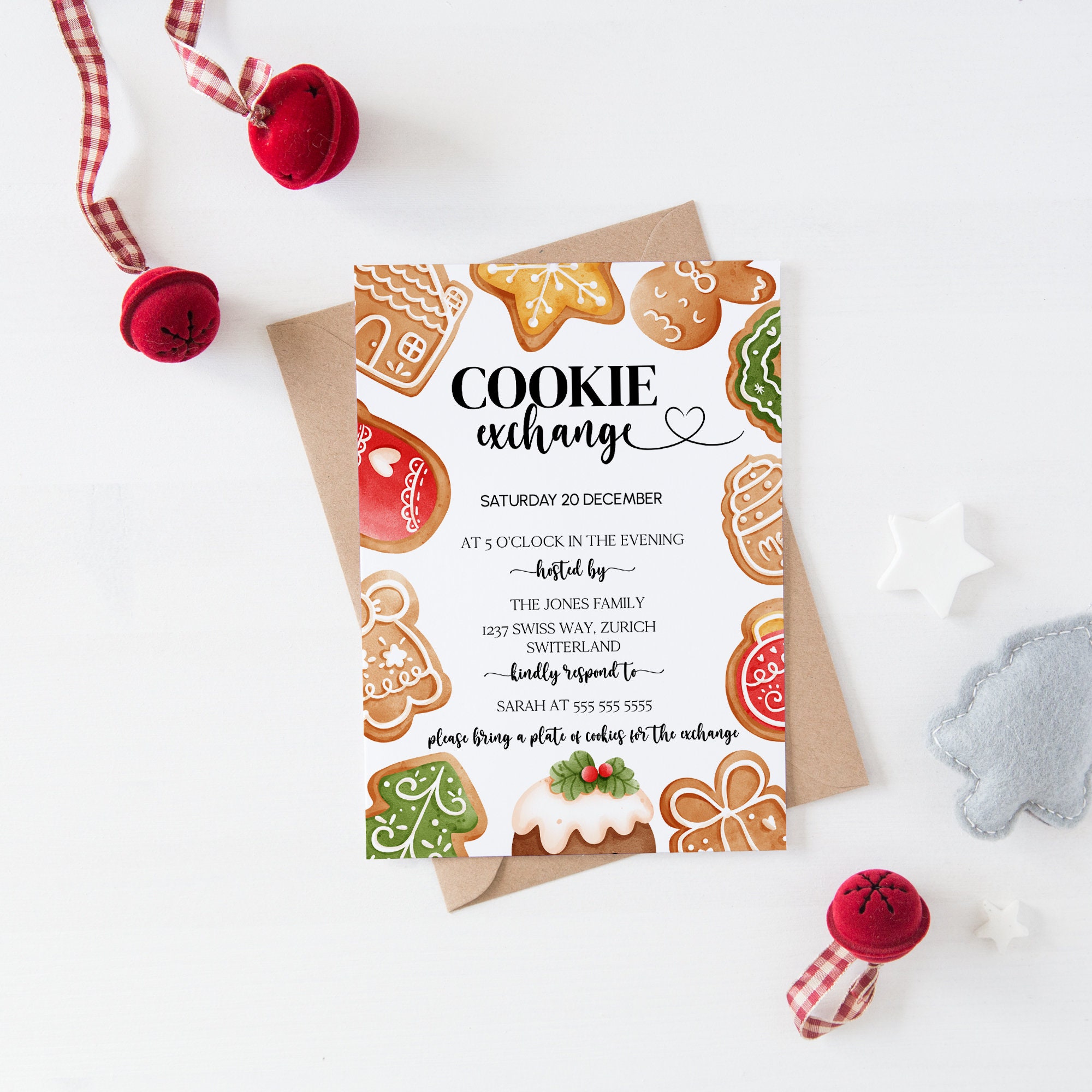 Cookie Exchange Invitation Template Holiday Cookie Swap Etsy