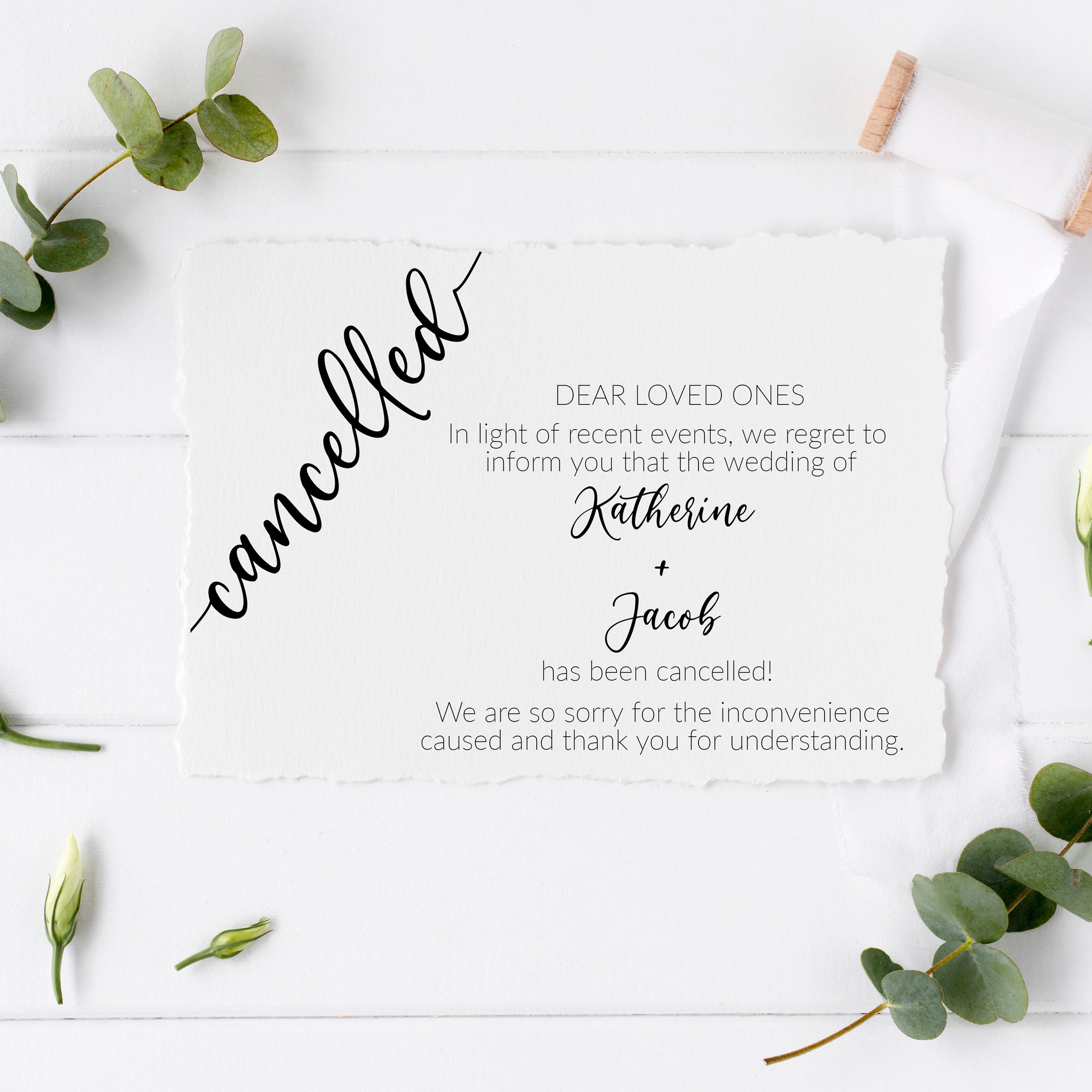 Cancel Wedding Card Template Minimal Wedding Cancellation Card Template