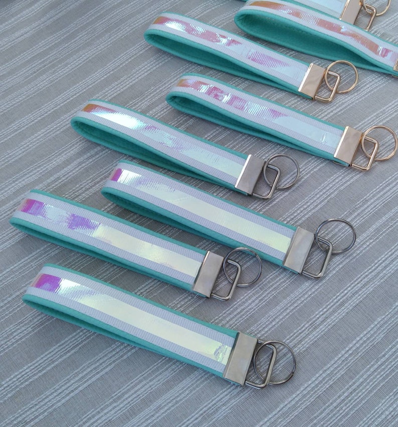 Aqua Iridescent Wristlet Keychain - Etsy