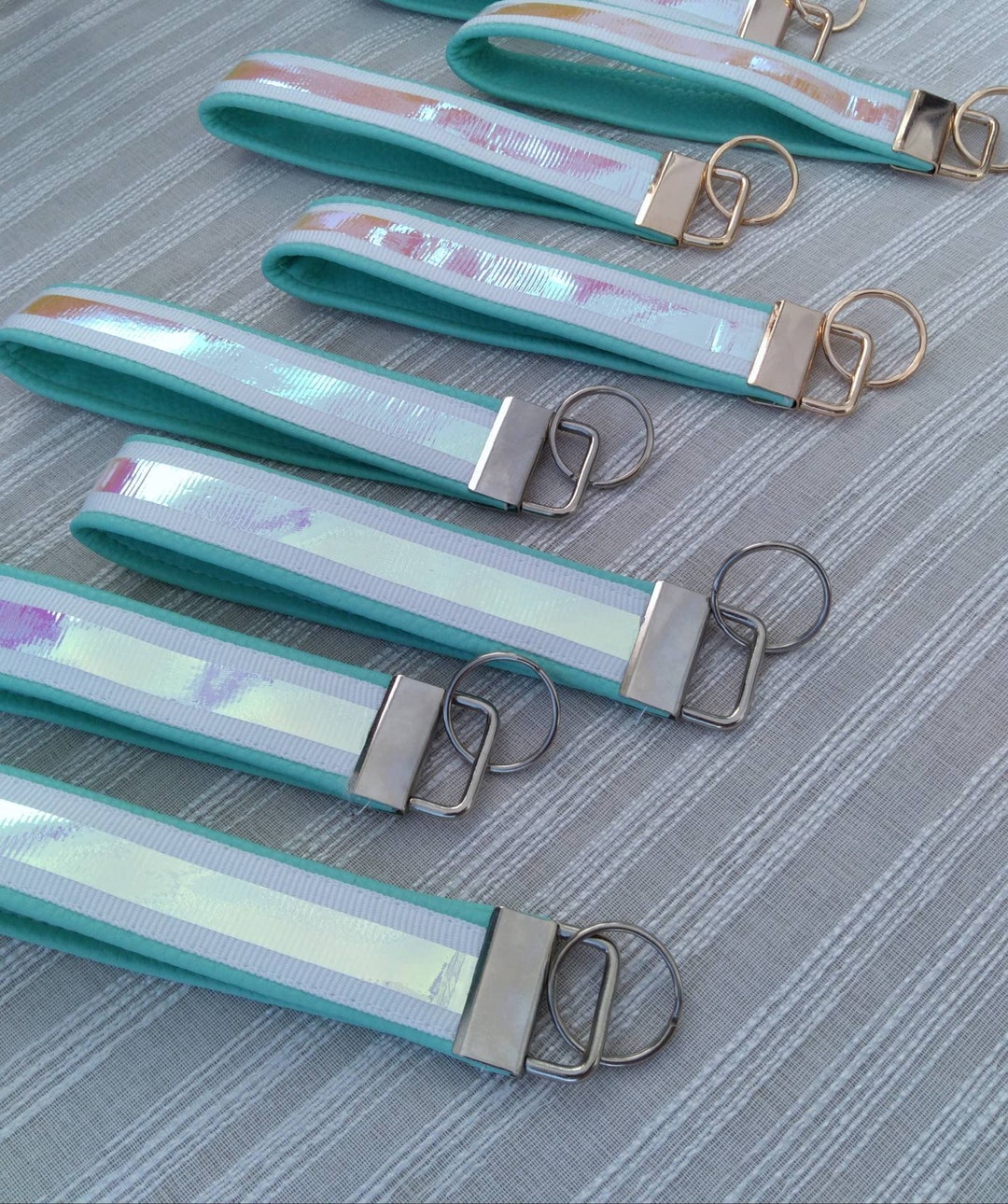 Aqua Iridescent Wristlet Keychain - Etsy