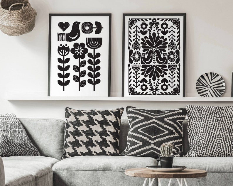 Norwegian Folk Art Print Printable Scandinavian Wall Art Etsy