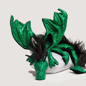 Shoulder dragon, reptile holo green with plushy crest, special edition, limited, dragon