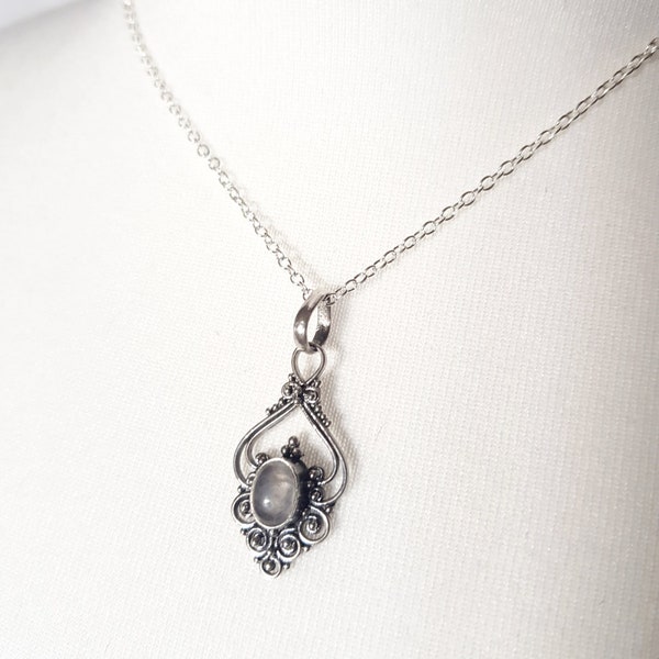 Moonstone Pendant, Sterling Silver 925, incl. chain