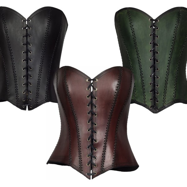 Leather corset, handmade, inside lined with soft nappa leather