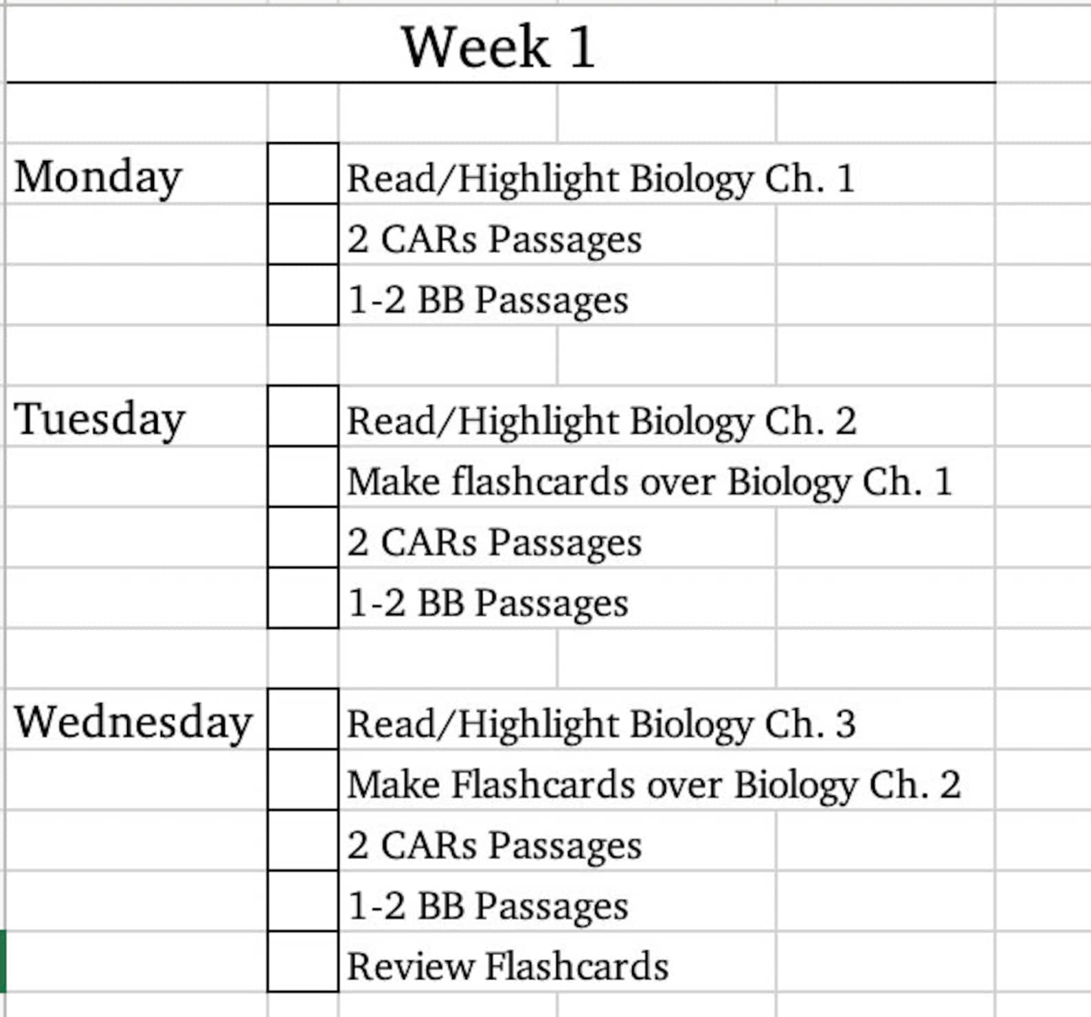 MCAT Study Schedule Etsy