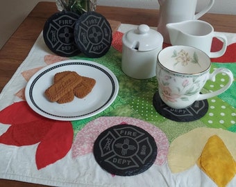 Maltese Cross Natural Slate Laser Engraved Coasters with Zia Symbol.  FREE SHIPPING