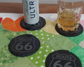 Historic Route 66 Laser Etched Natural Slate Coasters (set of 4) FREE SHIPPING