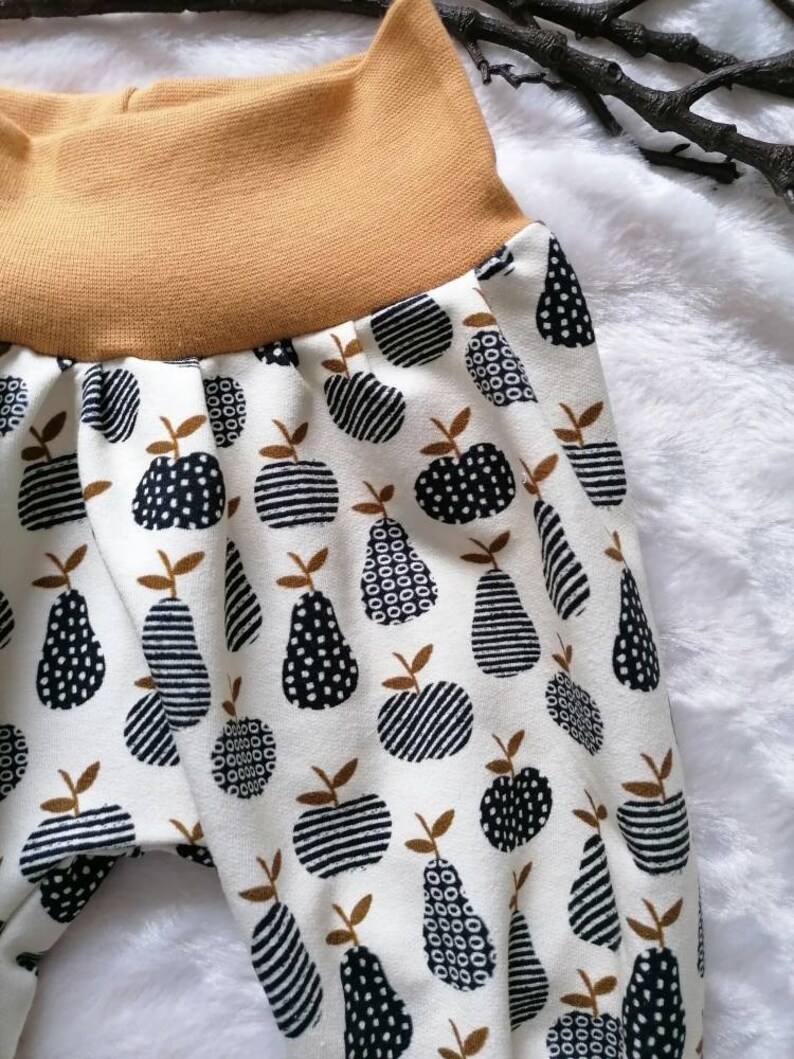 Pump Pants Baby Baby Pants French Terry 50-56 62-68 74-80 86-92 Fruit Apple Pear Fruit Ochre
