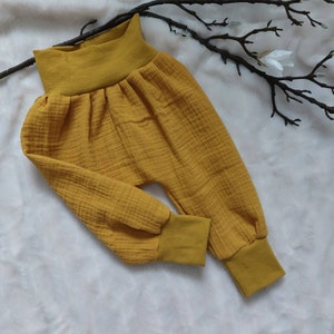 Pump pants baby pants 50-56 62-68 74-80 86-92 98-104 muslin mustard yellow